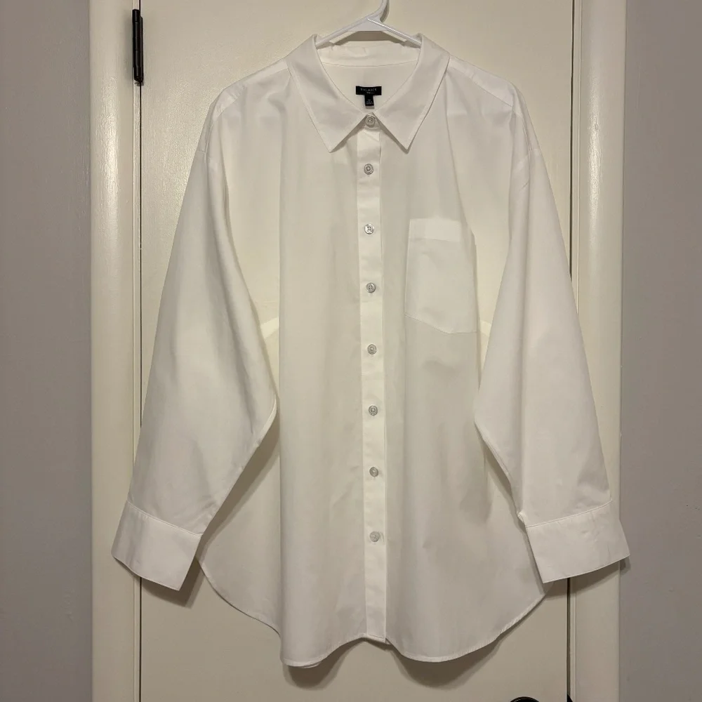 Talbots Women's Plus Classic White Button-Front Boyfriend Shirt Top Blouse 3X - Picture 1 of 9